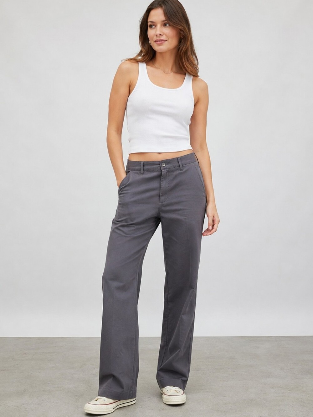 Wrangler Ultimate Khakis Women's Gray Straight Leg Pants Size 34x30 NWT